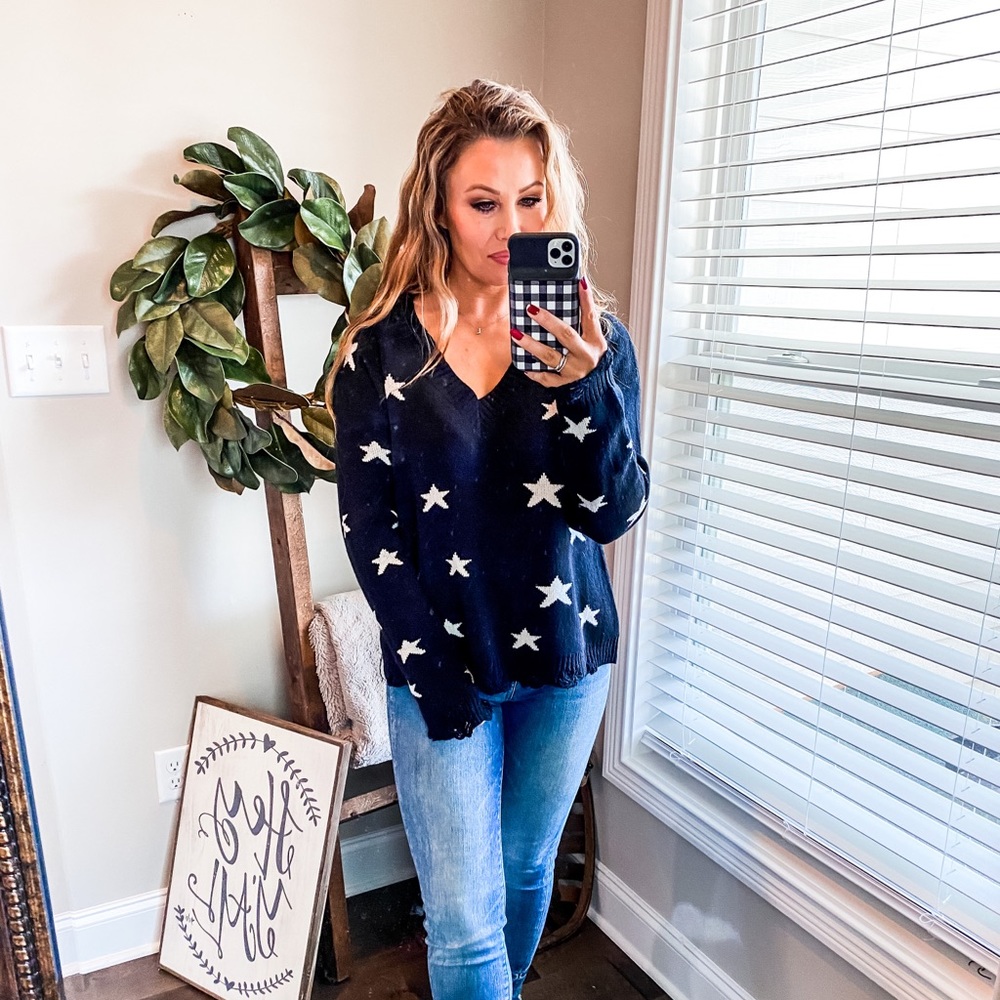 Distressed Star Sweater